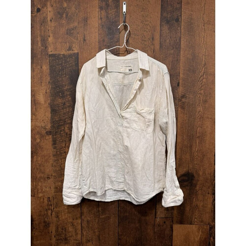 Rag & Bone Women’s 1/3 Button Up Long Sleeve Stripe Shirt XS EUC